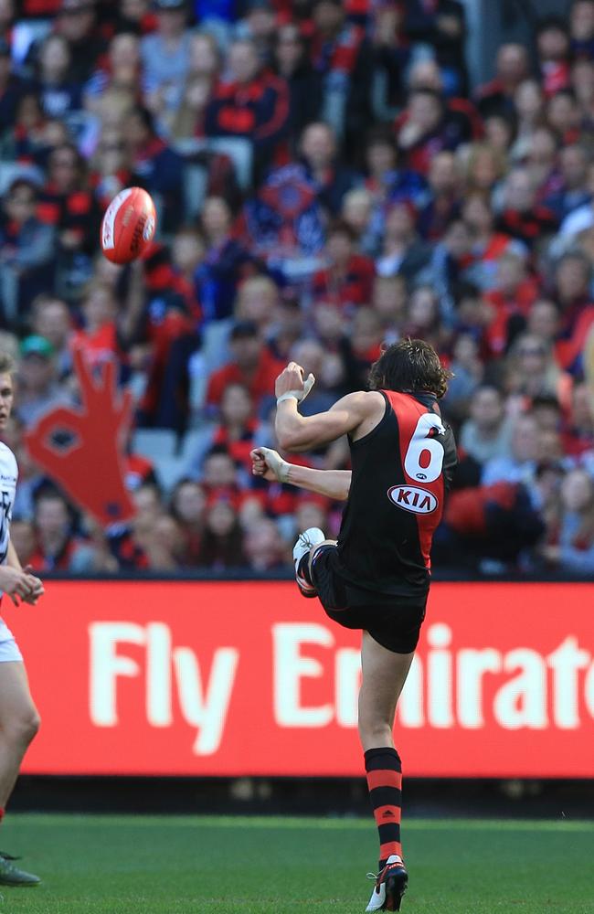 Joe Daniher kicks a point. Picture: Wayne Ludbey.