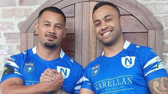 (L-R) Josiah Tamasi and captain-coach Levi Dodd join forces at the Narellan Jets. Picture: Narellan Jets Rugby League Club.