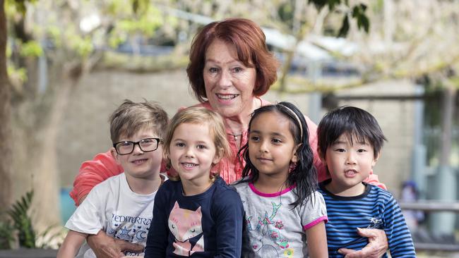 Armadale Early Learning Centre Ann Edwards with Levon, Millie, Pranjali and Reno. Picture: Sarah Matray