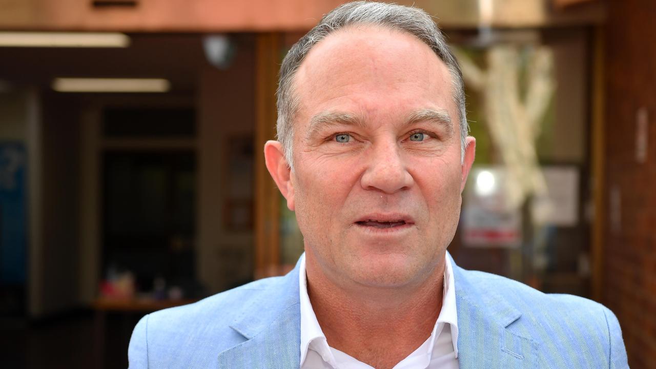 Michael Slater leaves Noosa Magistrates Court after a different appearance. Picture: Patrick Woods.