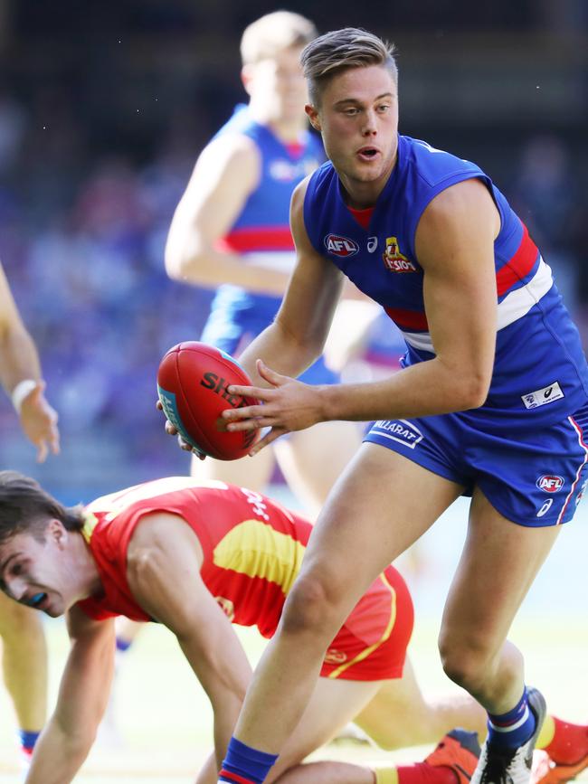 Josh Schache has shown encouraging signs this year in the Bulldogs forward line. 