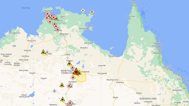 A fire at Tennant Creek has burned through one million hectares of land. Picture: PFES