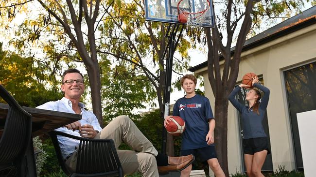 Catapult Wealth director Tony Catt at home with his son Angus (Year 10, Prince Alfred College) and daughter Maegan (Year 12, Wilderness School) talks about private school fees. Picture: Keryn Stevens