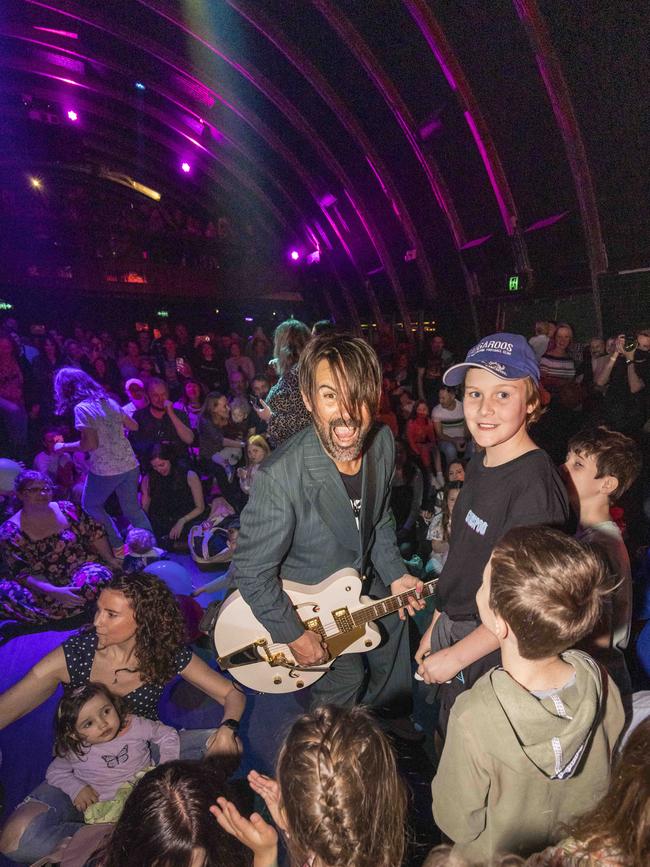 Jamieson among young fans in the crowd. Picture: Glenn Hunt