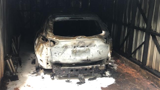 A fire which damaged a car and a garage in Redlynch was quickly extinguished firefighters from Cairns and Smithfield Fire Stations. Picture: Supplied.