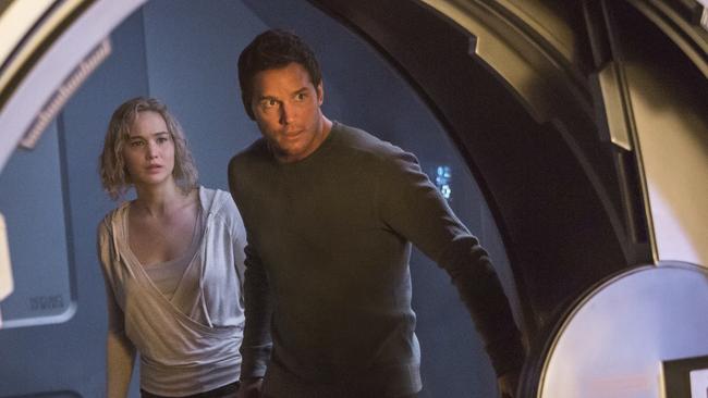 Passengers is about a couple who flee to space to escape Sophie Monk’s line of questioning. Picture: Jaimie Trueblood/Columbia Pictures/Sony via AP
