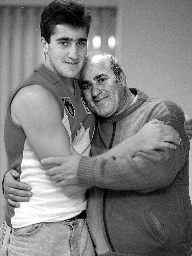 Anthony Rocca and his father Mick after being drafted