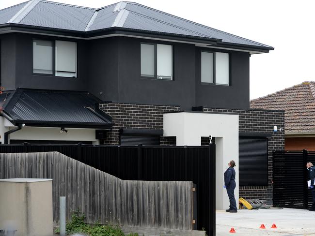 Police outside the Thomastown home of Sam Abdulrahim. Picture: Andrew Henshaw