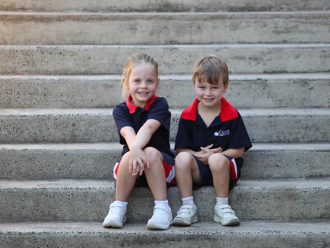 Kindy students Elie and Nate from Coast Christian School. Picture: Sue Graham
