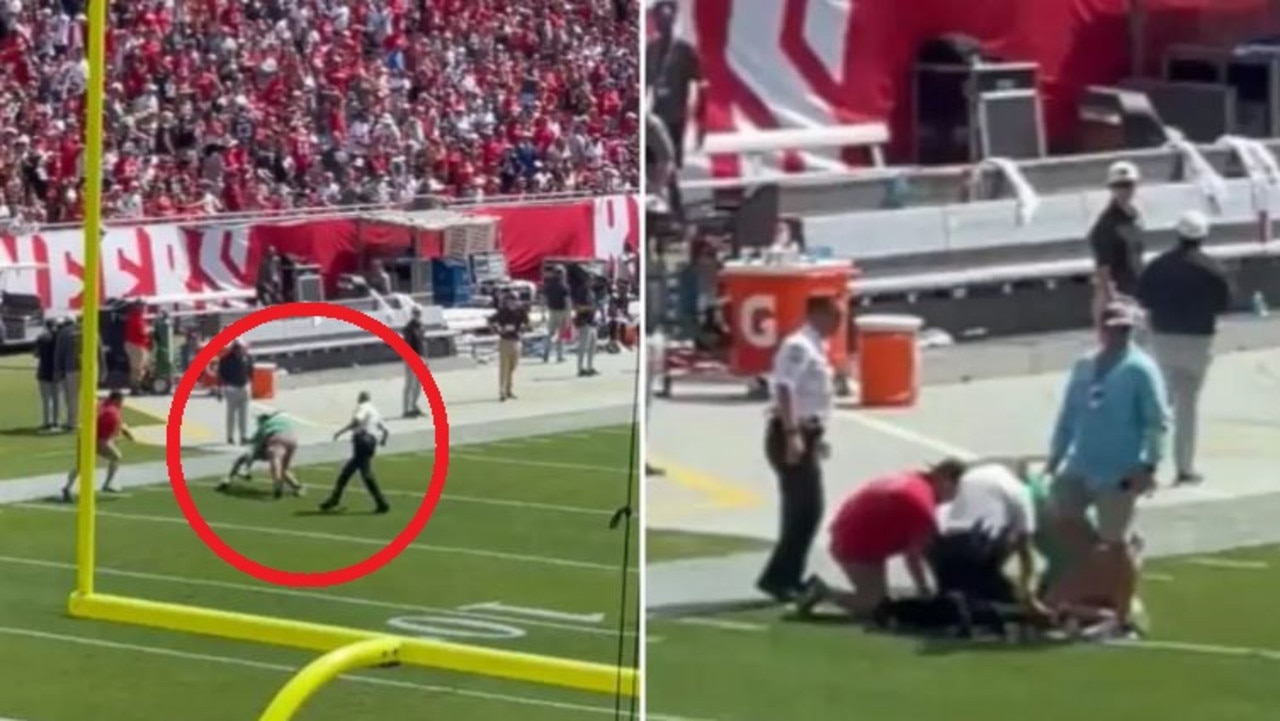 Boy tackled by security guard after running onto field during Buccaneers  game