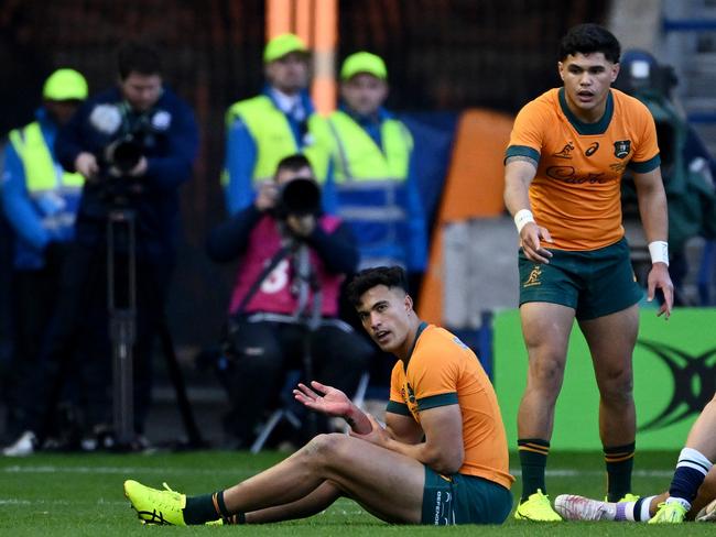 It was feared Joseph-Aukuso Suaalii has broken his wrist. Picture: Getty