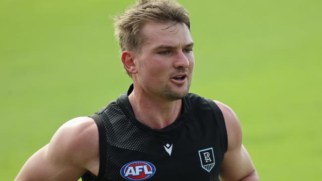 Brownlow medallist Ollie Wines is back on the paddock after off-season knee surgery.