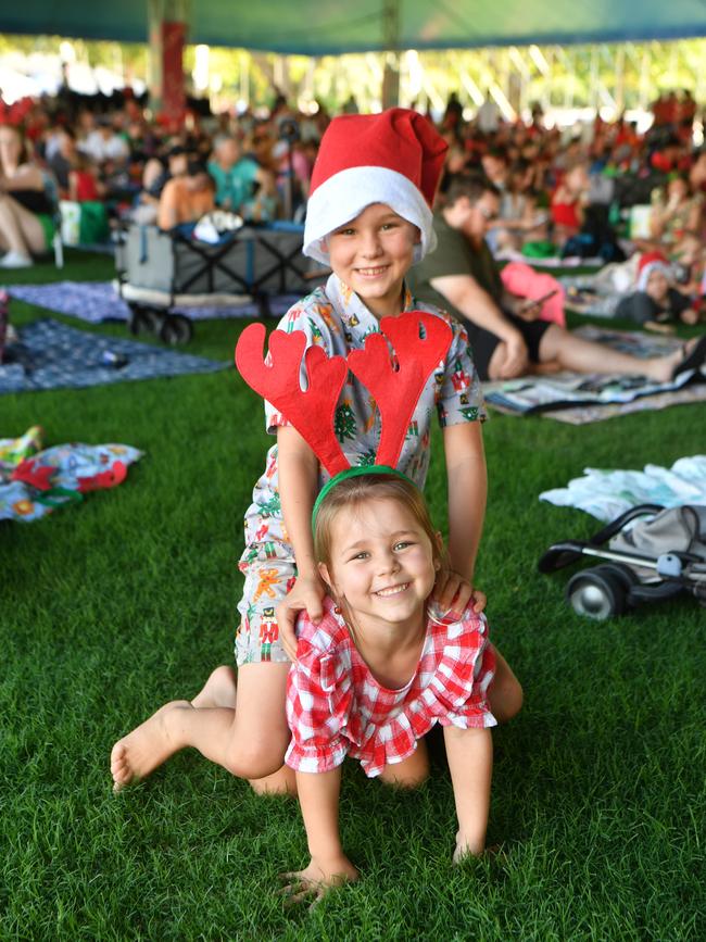 Carols by Candlelight at Riverway 2022. Piper, 5, and Brock Silver, 7. Picture: Evan Morgan