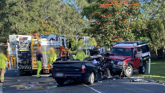 A rescue helicopter was called to the crash in Glenview. Picture: RACQ LifeFlight Rescue