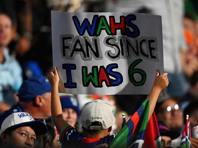 A young Warriors fan shows his colours. Picture: Hannah Peters/Getty Images