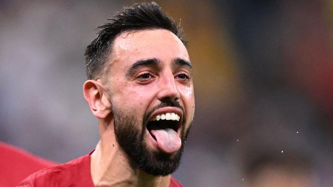 Bruno Fernandes scored both goals in Portugal’s win over Uruguay.