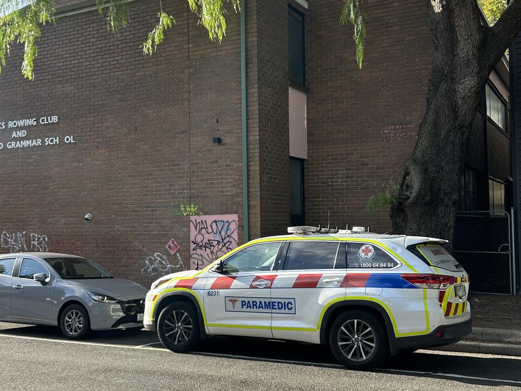 Paramedics at the boat shed on Tuesday afternoon. Picture: Supplied