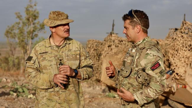 Brigadier Doug Pashley with British commander Lieutenant Colonel Oliver Denning. Picture: Supplied.