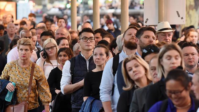 Disgruntled Sandringham line commuters early in April. Picture: Lawrence Pinder