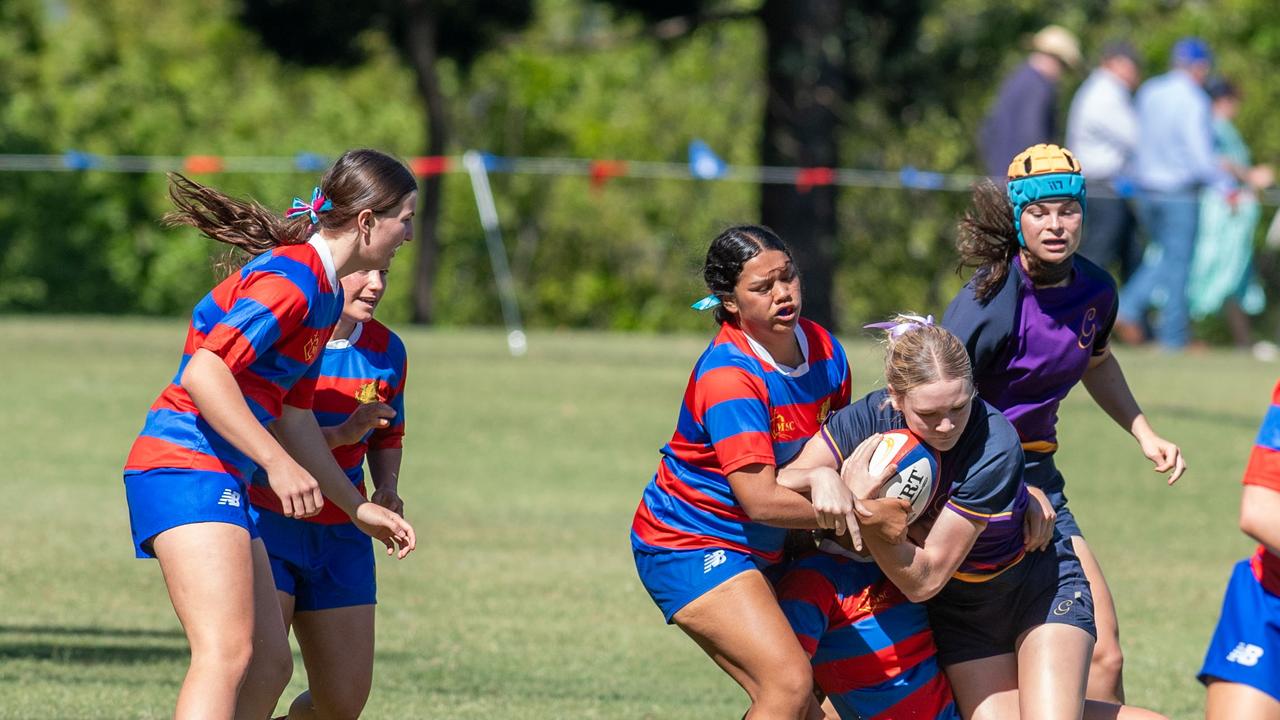 Selena Worsley Cup Game 1. Downlands first VII vs Glennie 18S. 2024 O'Callaghan Cup day at Downlands College. Photo by Nev Madsen