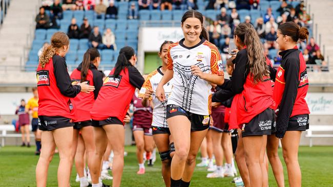 Orcher leads her team out on day two of the 2024 Australian Schools Rugby Championships. Picture: Rachel Wright/Anthony Edgar.