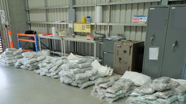 Photos of the 160kg of cannabis found in a warehouse at Port Adelaide. Picture: SA Police.