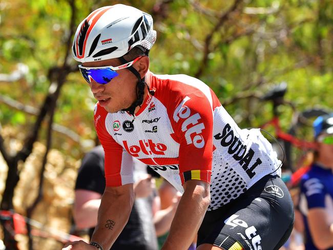 WILLUNGA HILL, AUSTRALIA - JANUARY 20:  (EDITORS NOTE: A polarizing filter was used for this image.) Caleb Ewan of Australia and Team Lotto Soudal competes during the 21st Santos Tour Down Under 2019, Stage 6 a 151,5km stage from McLaren Vale to Willunga Hill 374m / TDU / on January 20, 2019 in Willunga Hill, Australia.  (Photo by Daniel Kalisz/Getty Images)