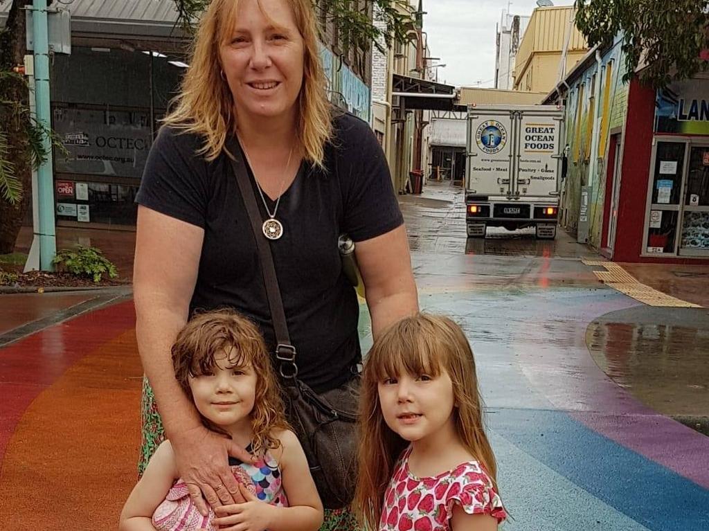 Kirrily with Aleeia and Myah, who are now six. Picture: Supplied