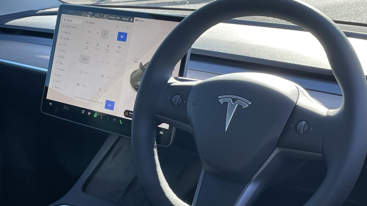 The Tesla Model Y features a huge central touchscreen.