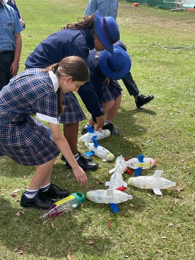 Shalom students are given the task of working out the perfect water and air ratio for rocket launching.