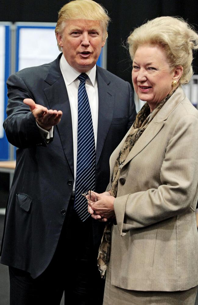 Former US president and property tycoon Donald Trump with his sister Maryanne Trump Barry on a trip to Aberdeen in Scotland. Picture: AFP