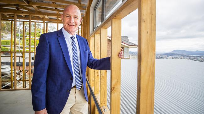 New Tasmanian Premier Peter Gutwein on a Sandy Bay building site. Picture: RICHARD JUPE