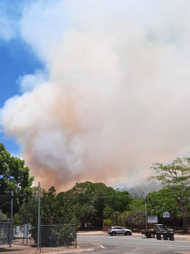 Mount Garnet residents were evacuated from homes south of the Kennedy Highway on Thursday afternoon. The Queensland Fire Department has issued a Not Safe To Return act has been issued for some parts of the town. Photo: Jim Gray.