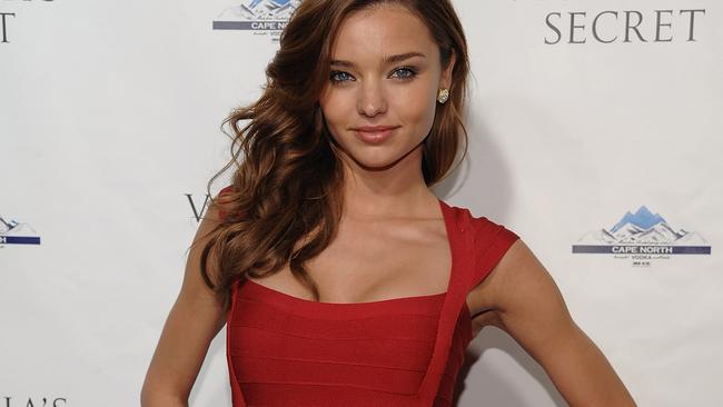 “Not for everyone”: Miranda Kerr wearing one of Herve Leger’s signature bandage dresses.