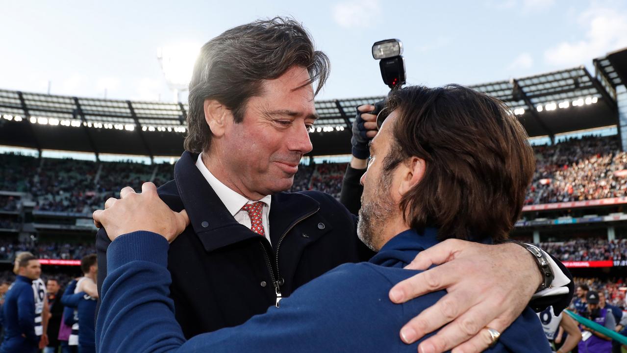 McLachlan has been front and centre of some of the AFL’s greatest challenges. (Photo by Dylan Burns/AFL Photos via Getty Images)