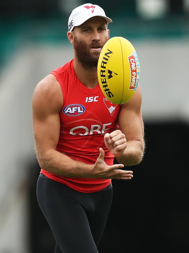 Jarrad McVeigh at Sydney training. Picture: Phil Hillyard