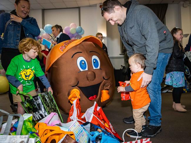 Children road testing the showbags ahead of this year’s Royal Adelaide Show.. Picture: Tom Huntley