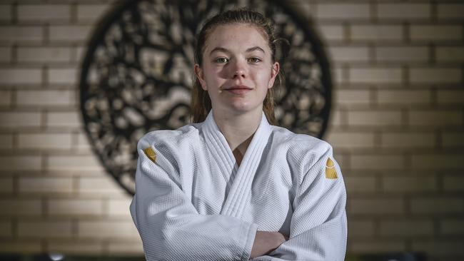 Olivia Hobby, 16, was the only South Australian representing Australia at a world judo championship in Kazakhstan in September. Picture: AAP/Roy VanDerVegt