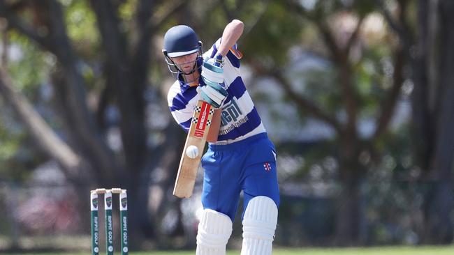 Isaac Flanagan batting for Hamwicks. Hamwicks v Newcastle City, SG Moore Cup round three at Kahibah Oval. Picture: Sue Graham