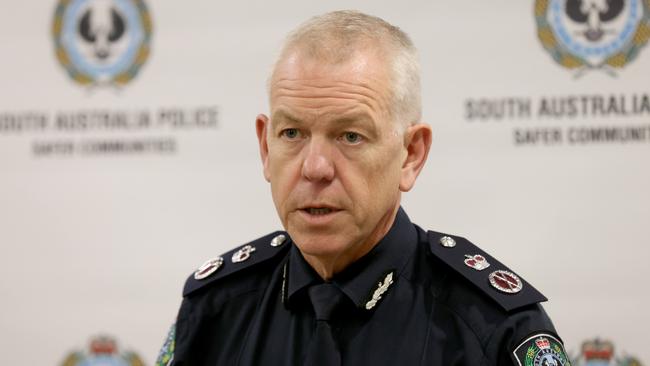 Police Commissioner Grant Stevens speaks at a Covid-19 press conference. Picture: Kelly Barnes