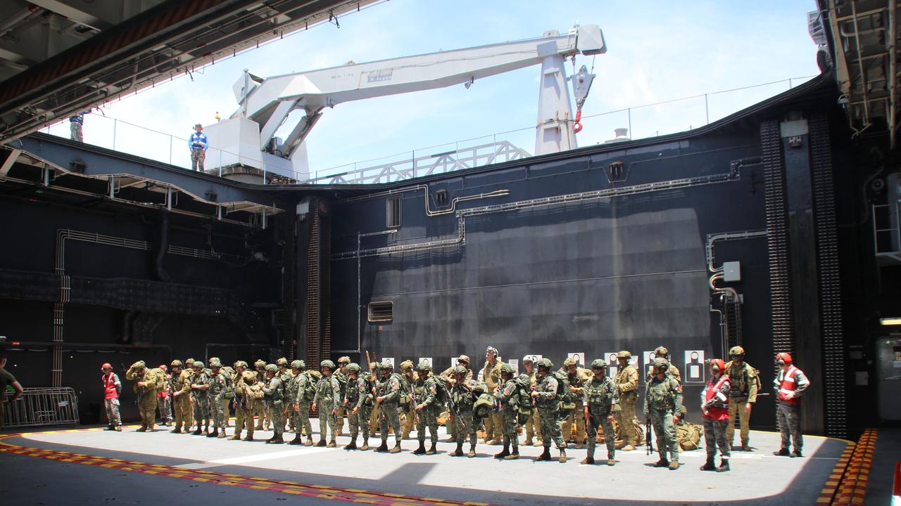 Australian Defence Force troops joined the Armed Forces of the Philippines and US Marine Corps. Picture: Charles Miranda