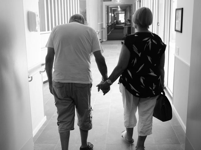  Cindy Ramage walks with her husband Joe. Picture: Gary Ramage