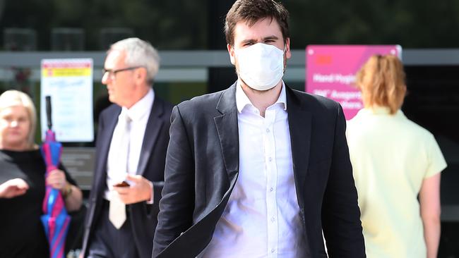 Lachlan Moffet Gray leaving North Sydney Hospital after (finally) getting tested for coronavirus. Picture: Jane Dempster.