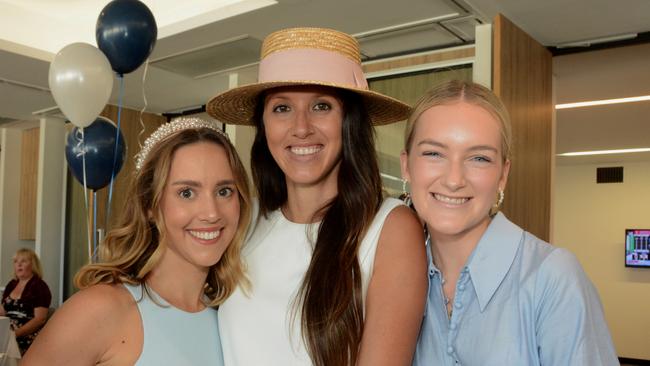 Mary Grant, Julie Troja and Sophie Parker at Women in Law race day at Aquis GCTC, Bundall. Picture: Regina King