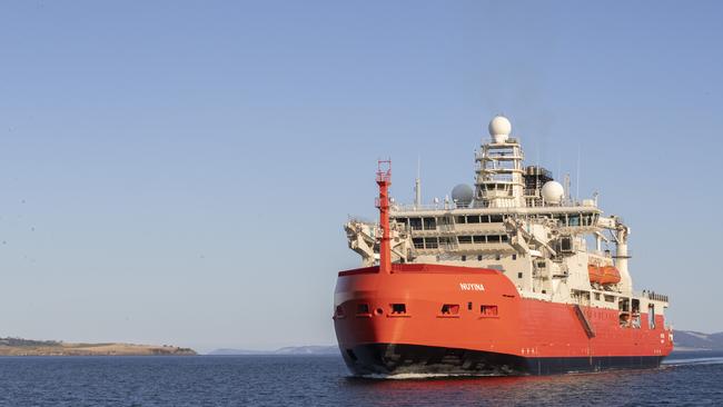 Nuyina Antarctic research vessel arrives at Hobart. Picture: Chris Kidd