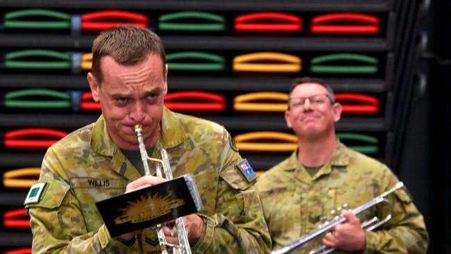 Welcome Expo for Defence families at the Townsville Stadium. Corporal David Willis and Sergeant Danny Dielkens from 1RAR Band. Picture: Evan Morgan