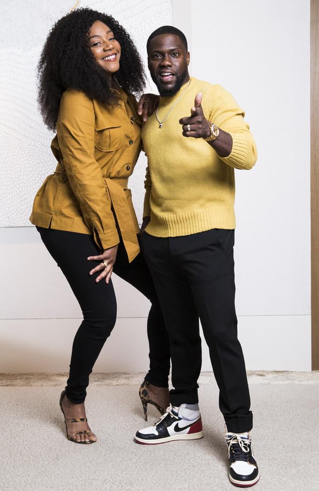 Portrait of American comedian actors Tiffany Haddish and Kevin Hart in Sydney for The Secret Life Of Pets II. Picture: Dylan Robinson