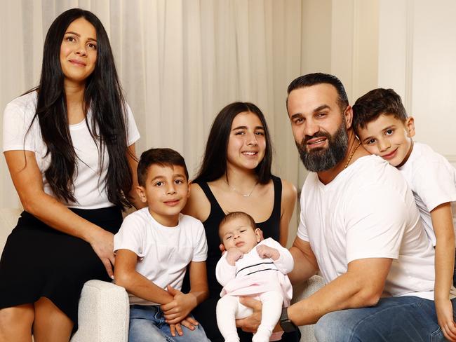 The Abdallah family — Leila, Alex, Liana, baby Selina, Danny and Michael — have been invited to The Vatican to meet the Pope. Picture: Richard Dobson