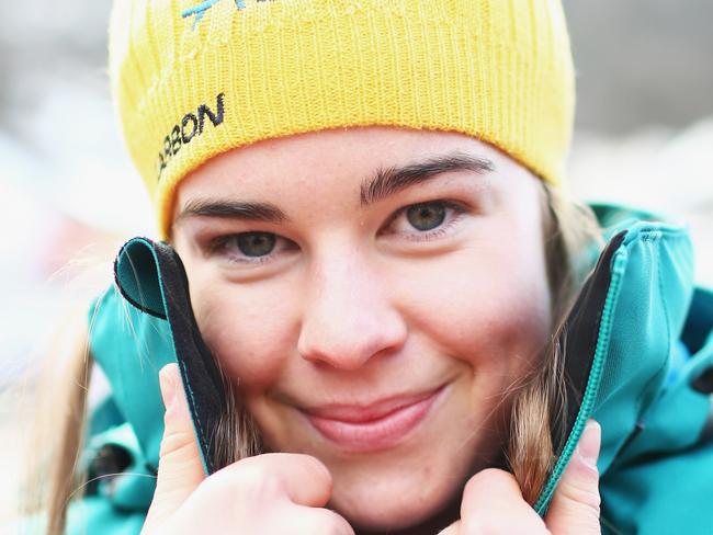 SOCHI, RUSSIA - FEBRUARY 01:  Australian Mogul Skier Britt Cox poses following an Australian Olympic Team press conference at Rosa Khutor Mountain Village Cluster on February 1, 2014 in Sochi, Russia.  (Photo by Ryan Pierse/Getty Images)