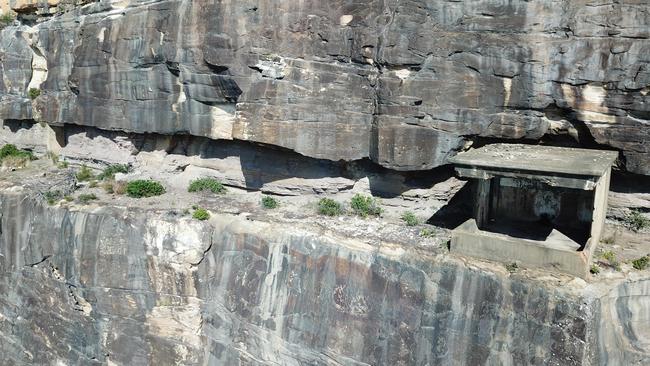 The northernmost searchlight emplacement halfway down the cliff near the tip of North Head